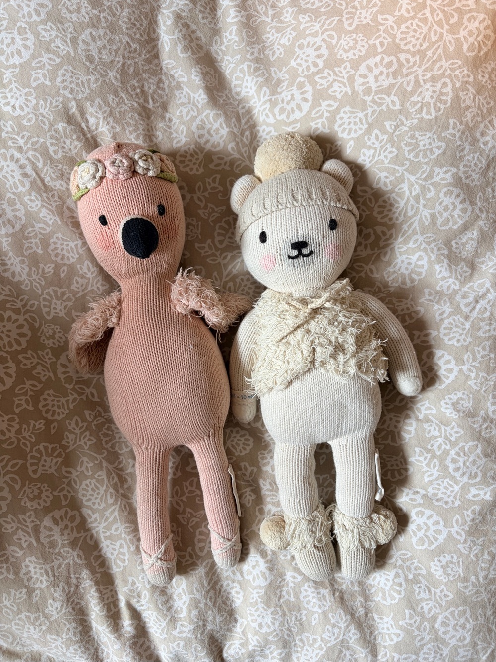 Cuddle + Kind Set of Two Knit Plush Stuffies boho lot